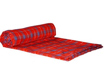 Massai Shuka Decke – Rot & Blauer Afrikanischer Überwurf (150x200cm)