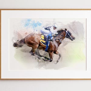Horse racing print, contemporary watercolour, jockey portrait, abstract horse racing wall art, horse paintings, horse prints, horse gifts