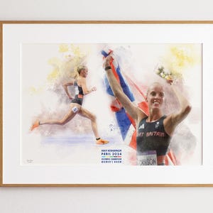 Keely Hodgkinson Inspired Watercolor Running Art Print, World Games 2024