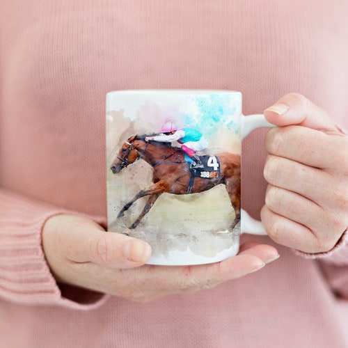 Mug course de chevaux, cadeau équestre, dicton amusant