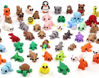 Mystery Pack of 3D Printed Animal Toys Random Flexible Creatures Gift Set Articulated Fidgets Desk Toy Surprise Bundle