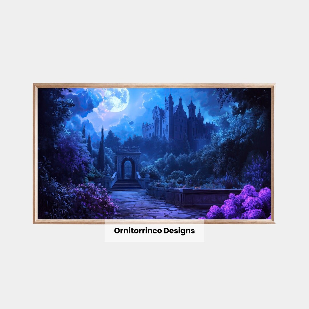 Halloween Frame TV Art | Cryptic Castle Painting | Instant Decor ...
