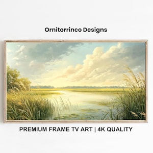 Coastal Marsh Frame TV Art 4K | Samsung Frame TV Art | Landscape Tv Art | Neutral Beach House Tv Art | Low Country Painting Frame Tv | TV316
