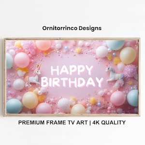 Alles Gute zum Geburtstag Rahmen TV Art 4K | Samsung Rahmen TV Kunst | Geburtstags-Party Bildschirmschoner | Alles Gute zum Geburtstag Rosa Rahmen Tv | Digitaler Download | TV271