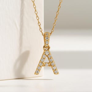 14K Gold Diamant Initial Halskette, Buchstabe Anhänger Halskette, 0,36 Ct Lab gewachsene Diamant Halskette, schöne Halskette