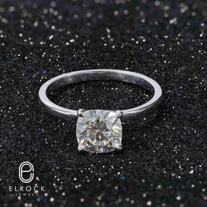 2CT Lab Grown Certified Elongated Cushion Cut Diamond Solitaire Engagement Ring, 14K Gold IGI Certified Cushion Anniversary Diamond Ring