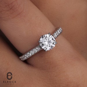 Lab Grown Diamond Engagement Ring 1.46 Ct Round Shape F/VS 14k White Gold IGI Certified Anniversary Ring Side Diamond Ring Gift For Her