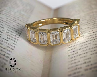 ベリテハーフエタニティ ハーフエタニティ結婚指輪、3.75カラット14金ベゼルセッティング、7