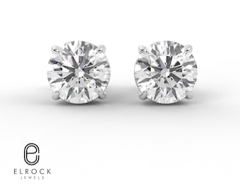 Round Diamond solitaire Studs, Round Lab Grown Diamond Stud Earrings,Round Earrings,Gift for Women,Wedding Earrings, Gifts