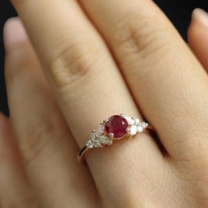 Natural Ruby Ring | Ruby Engagement Ring | July Birthstone Ring | Anniversary Gift | Gold Ring | Ruby Ring 14K | Ruby Diamond Ring