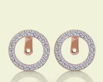 Lab Diamond Ear Jacket Earrings | Pave Set Round Cut Lab Grown Diamonds 0.25-0.75CT | 14K & 18K Gold Minimalist Jewelry for Women