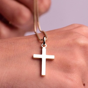 14K Solid Gold Kreuz Halskette, christlicher Anhänger, minimalistischer religiöser Schmuck, Kreuz Anhänger, Kreuz, Goldkreuz, Kreuz Schmuck