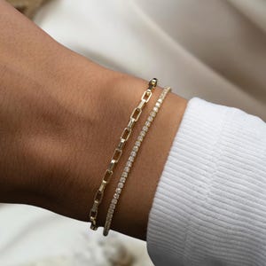 Classic Diamond Tennis Bracelet by Elrock Minimalist • Dainty Gold Diamond Bracelet • Wedding Jewelry • Perfect Mothers Day Gift