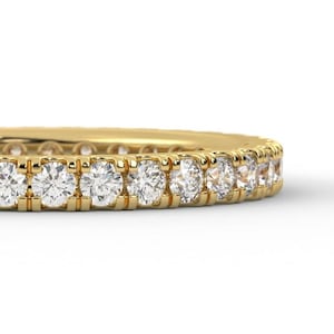 Diamond Wedding Band Womens Pave Half Eternity Wedding Ring in 14K Solid White Gold Available in Yellow Gold and Rose Gold