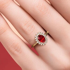 Rubin Diamant Ring, 14K Gold Rubinring, Zartes Rubinband, Rubin Ehering Ring, Juli Geburtsstein Ring, Jubiläumsring, Valentinstag