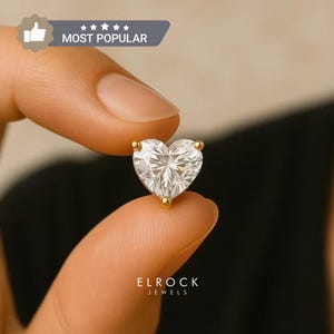 2 Carat Total Weight F color VS1 Clarity Heart Shape Lab Grown Diamond Stud Earrings, 14k White Gold Pushback, Gift For Her