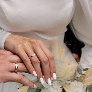 Couple wedding Band made of 14k gold and diamonds. Matching wedding bands. His and Hers Wedding Rings. Gold Wedding Bands Set. Unique bands