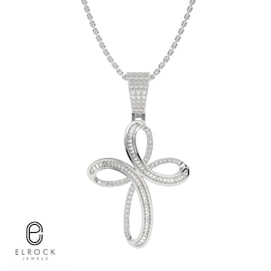 14k Solid Gold Diamond Infinity Cross Necklace for Women | Christian Faith Pendant | 0.97ct Diamond | Religious Jewelry | Gift for Her