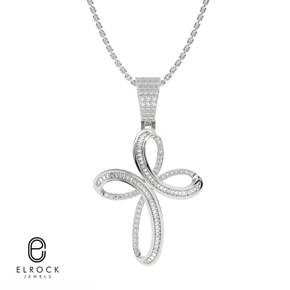 14k Solid Gold Diamond Infinity Cross Necklace for Women