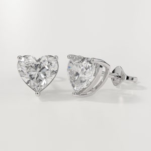 4.00 Carat Lab Grown Herz Diamant Ohrstecker in 14k Weißgold, F Farbe VS1 Klarheit, Pushback Posts
