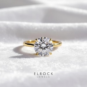 ラウンドソリティアリング、ラウンドダイヤモンドソリティアリング、ラボグロウンラウンドエンゲージリング、IGI認定、彼女への誕生日/記念日のギフト