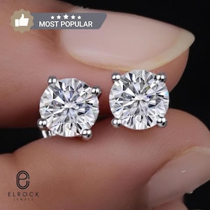 1 Carat Diamond Stud Earrings, Certified Diamond Studs, Round Diamond Stud Earrings, Lab Grown Diamond Studs