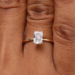 1 CT Radiant Cut Lab Grown Diamond Solitaire Engagement Ring, 14K Solid Gold IGI Certified Radiant Diamond Ring, Anniversary Ring