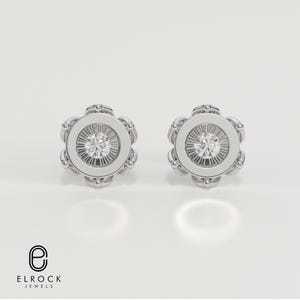 14k Gold Diamond Stud Earrings, 0.12 ctw Bezel Set Genuine Fine Jewelry Gift for Her