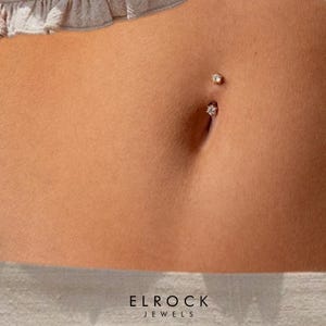 Belly Ring 14k Solid Gold Diamond Belly Button Piercing Belly Ring Belly Jewelry Piercing Jewelry Minimalist Belly Piercing Ring