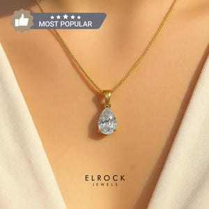2.00 carat solitaire pendant Pear Cut Diamond Necklace Pear Shaped diamond necklace lab-grown diamond.
