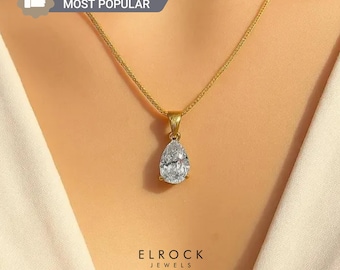 2.00 carat solitaire pendant Pear Cut Diamond Necklace Pear Shaped diamond necklace lab-grown diamond.
