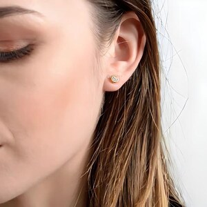 14k Gold Diamond Stud Earrings 0.07ctw Bezel Setting Fine Jewelry Gift for Her Delicate Sparkle Everyday Wear