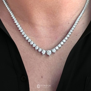 Handmade Round Prong Tennis Necklace, Diamond Necklace, Bridal Jewelry, Wedding Necklace, Bridal Necklace, Gift for Her, Layering Necklace