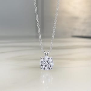 Lab Grown Diamond Solitaire Necklace Pendant/Dainty Diamond Necklace for Women/ 14K White,Yellow,Rose Solid Gold/IGI certified
