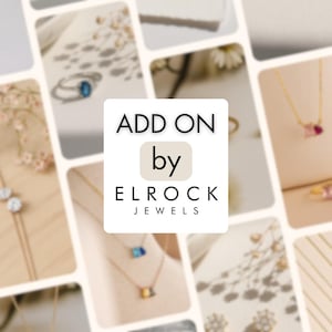 Può includere: Un collage di immagini di gioielli, tra cui collane e un anello, con il testo "ADD ON by ELROCK JEWELS" in un quadrato bianco. I gioielli sembrano essere in oro e argento, con pietre preziose di vari colori.
