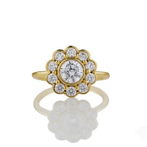 Diamond Ring / 14k Gold Floral Diamond Ring / Floral Cluster Diamond Ring / Minimalist Diamond Flower / Cluster Diamond Ring
