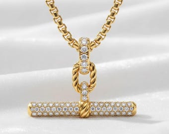 14k ダイヤモンド トグル ネックレス .10 CTW - Etsy 日本