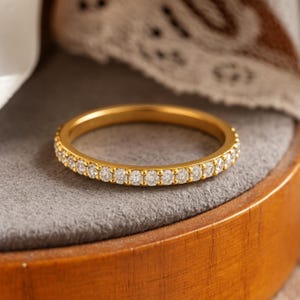 14k Solid Gold Eternity Ring for Women Wedding Ring Diamond Full Eternity Band 18k Gold Minimalist Ring Gift for Her Birthday Jewelry Gift