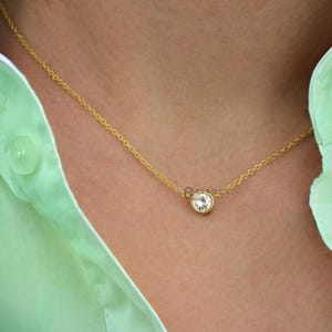 2 Ct Diamond Necklace, 14K Gold Round Lab Grown Diamond Solitaire Pendant With Chain