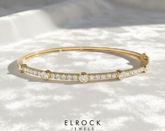 Victorian 15ct Gold Diamond & Pearl Bangle Bracelet: Antique 