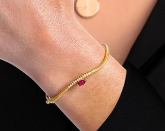Pulseras redondas con piedras de nacimiento en oro de 14 quilates, joyas familiares personalizadas con piedras de nacimiento, pulsera de oro con piedras preciosas personalizadas, el mejor regalo para mamás.