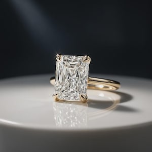 Lab Grown Diamond Ring , 4 CT Radiant Cut Lab Diamond Engagement Ring , Radiant Cut , Lab Created Diamond Ring IGI Certified , Lab Diamond
