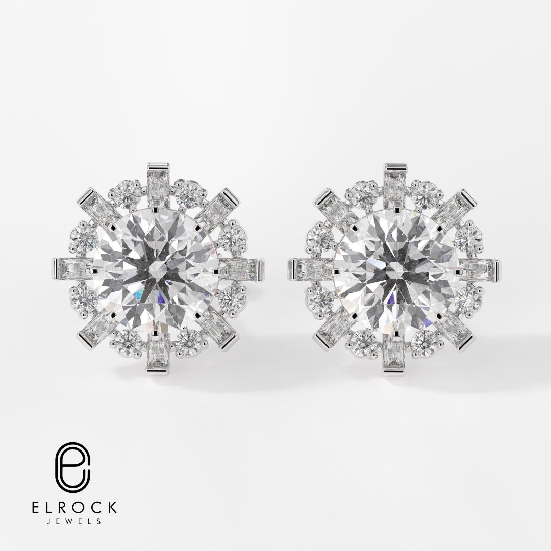 ラボグロウンダイヤモンドのスノーフレークスタッドピアス、結婚記念日