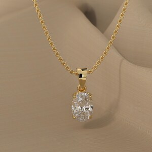 Oval Diamond Pendant, Lab Grown Diamond Solitaire Necklace, Handmade Diamond Pendant, Pendant For Women, 14Kt Gold, 1.50 Ct, Gift For Her
