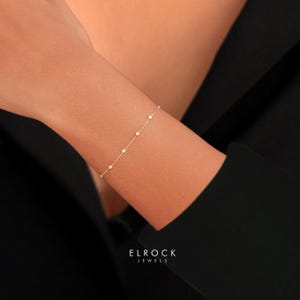 Diamond Bracelet |  14k Gold Diamond by the Yard Bracelet | 14k Gold Diamond Bezel Bracelet | Diamond Bezel Station Bracelet | gift for her