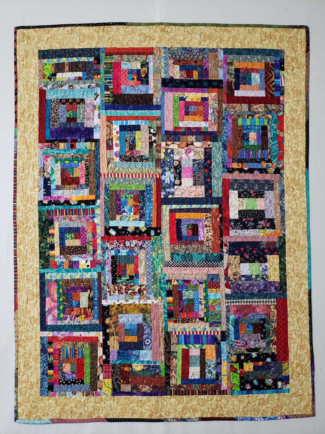 Scrappy Log Cabin Lap Quilt Etsy