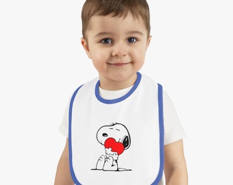 Baby Bib, Cute, Snoopy Love, White