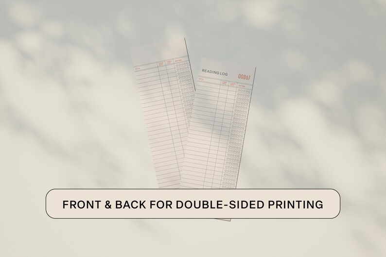 May include: Two printable reading log sheets with a grid layout and the text "READING LOG 00907" at the top. The sheets are designed for double-sided printing.