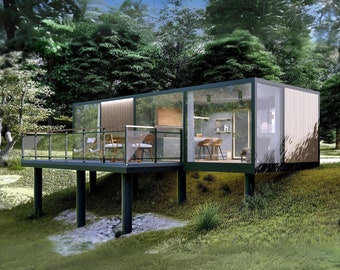 Miami House Plan 7m x 16m - Modern Floor Plans, 1 Bedroom 100m2 w/Loft, Bedroom, Terrace + Detailed Model Files