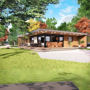 Family Mountain House Plan 11m x 13m - Modern Floor Plans, 3 Bedroom 150m2 w/Loft, Bedroom, Terrace + Detailed Model Files